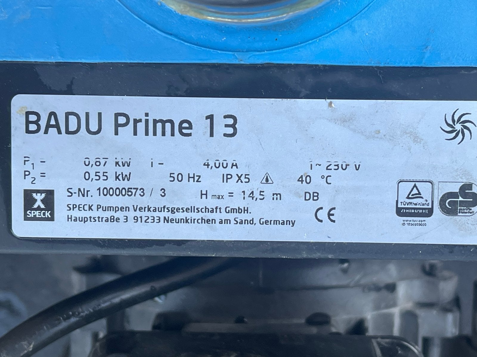 Badu Prime 13 Speck Pomp - Zwembadpomp, Tuin en Terras, Waterpompen, Ophalen of Verzenden, Gebruikt, Elektrisch, Overige typen