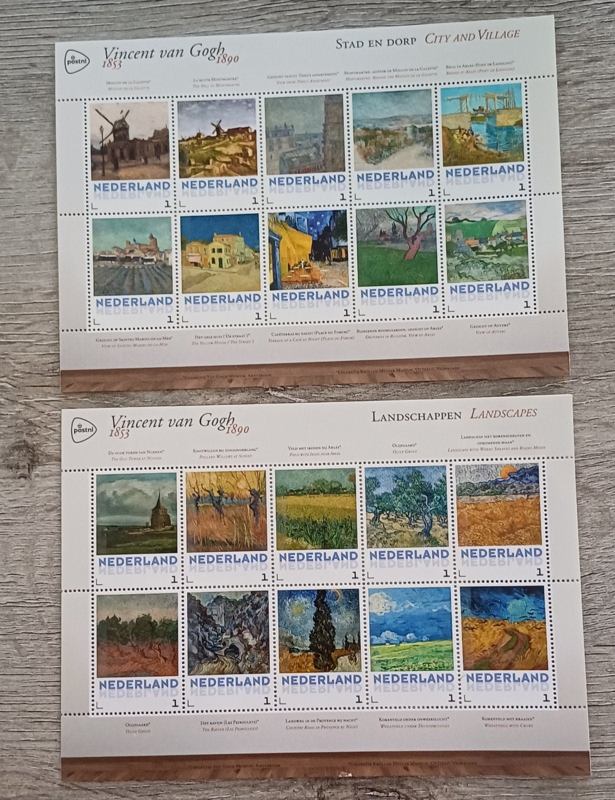 Twee postzegelvellen Vincent van Gogh, Ophalen of Verzenden, Na 1940, Postfris