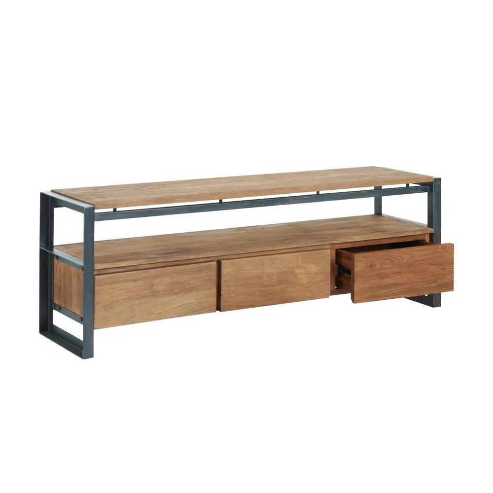 D-Bodhi Fendy TV-meubel van Teakhout - 160x40x56cm, Huis en Inrichting, Ophalen, Gebruikt, 150 tot 200 cm, Teakhout
