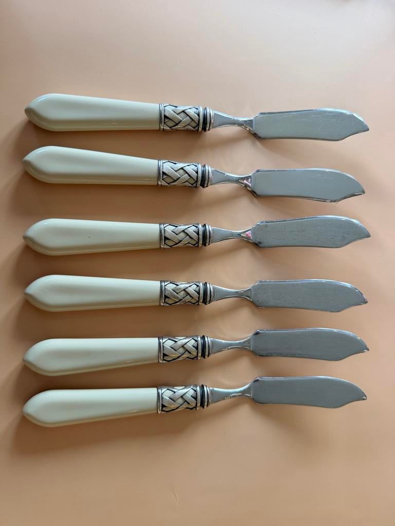 6x Bugatti Aladdin Visbestekmes Ivoorkleurig 18/10 RVS, Ophalen of Verzenden