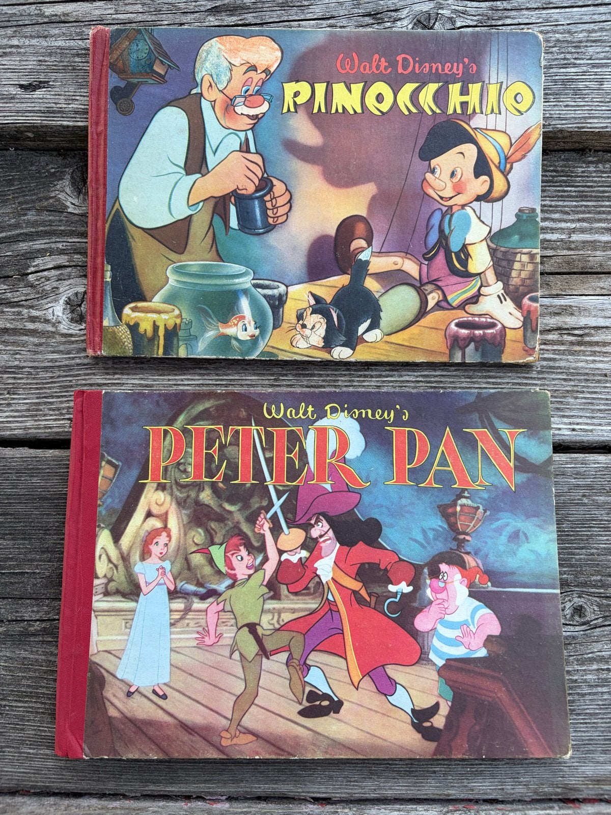 Walt Disney's Pinokkio & Peter Pan - Vintage Boeken, Ophalen of Verzenden, Gelezen, Sprookjes