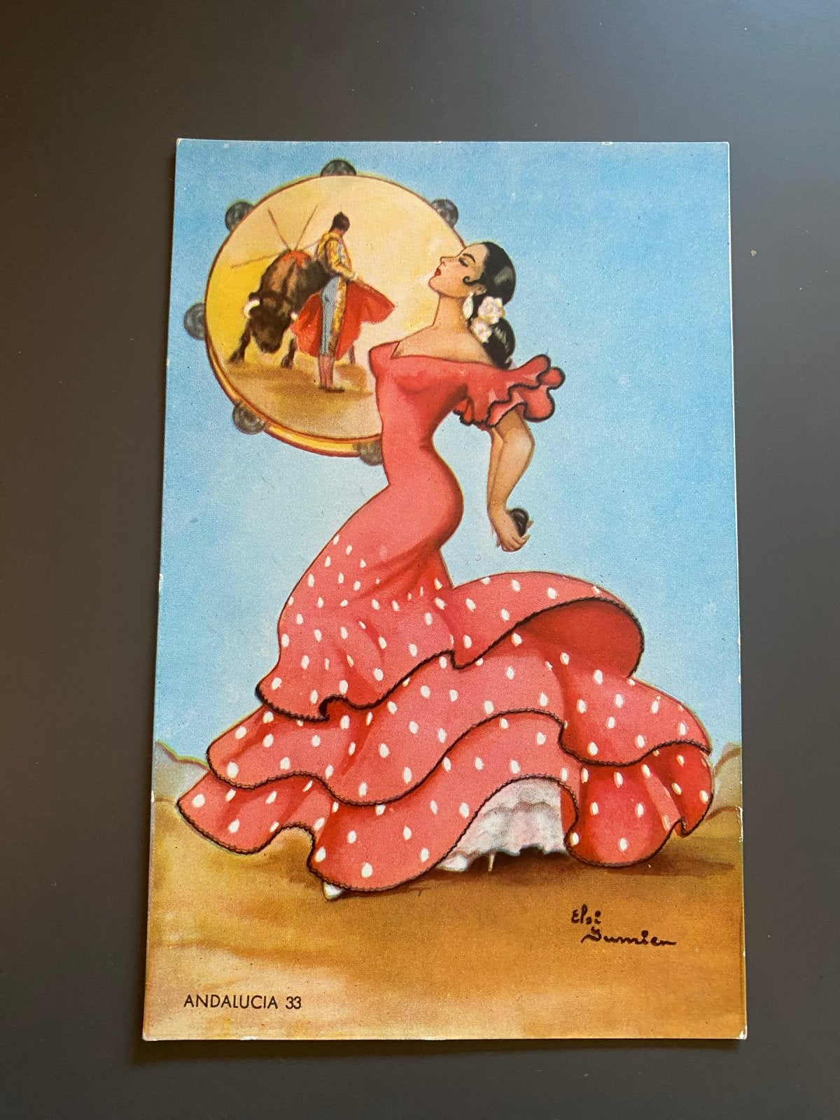 2 Ansichtkaarten Spaanse Danseres - Elsinga Gumier Jaren '50, Ophalen of Verzenden, 1940 tot 1960, Ongelopen, Klederdracht