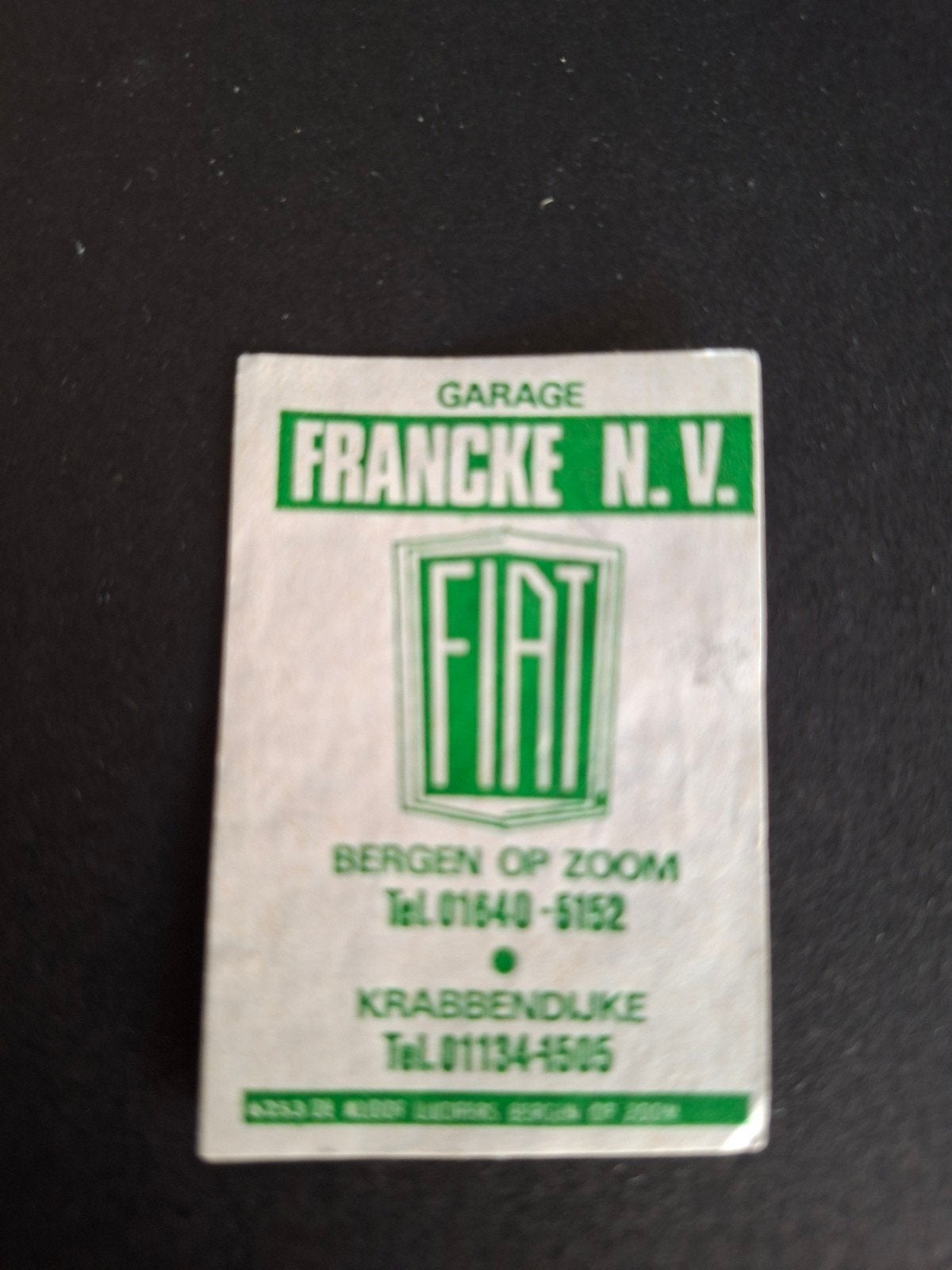 Luciferetiket, Bergen op Zoom/Krabbendijke FRANCKE N.V. FIAT, Verzenden, Gebruikt, Luciferdoosjes of -merken