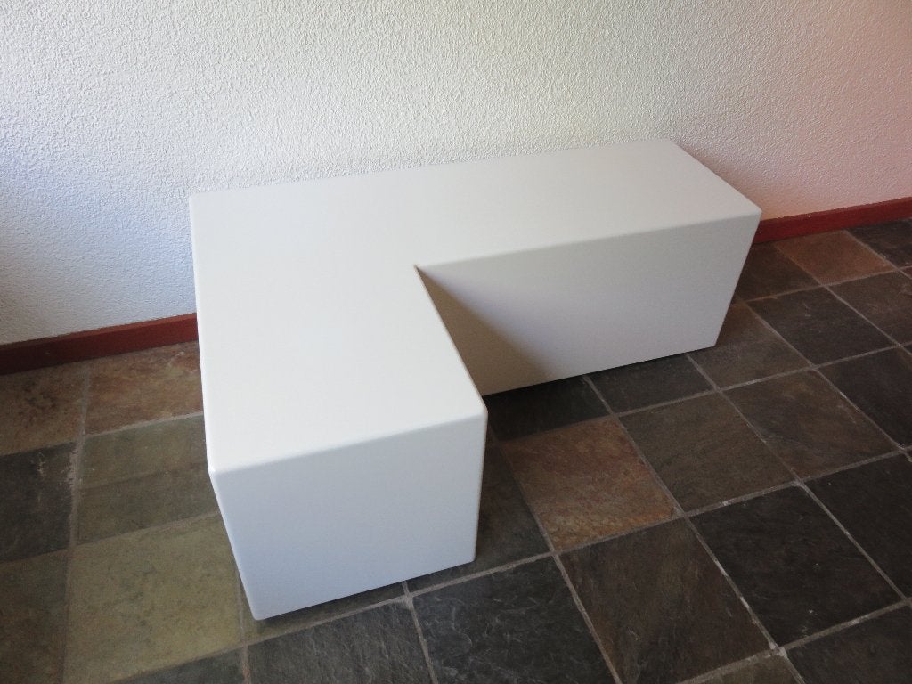Vintage Jan des Bouvrie L-vormige bijzettafel salontafel wit, Huis en Inrichting, Ophalen, Gebruikt, 100 tot 150 cm, 50 tot 100 cm