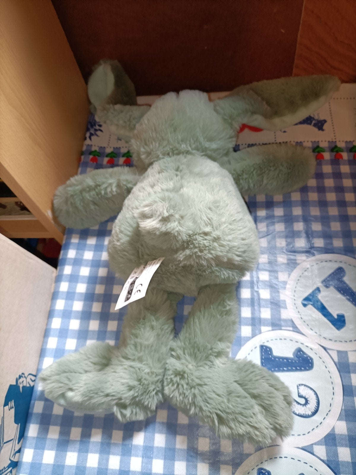 Action lief zacht konijn knuffel groen 38 cm groot, Ophalen of Verzenden, Zo goed als nieuw, Konijn