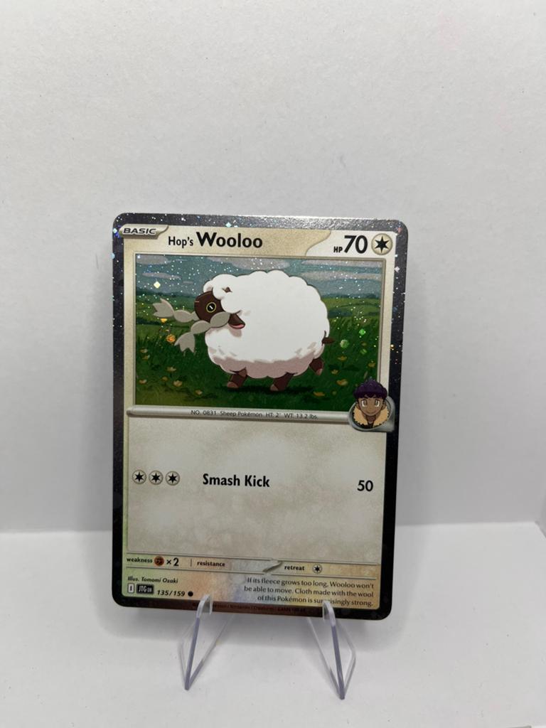 Holo Cosmos Pokémon Kaart - Hop's Wooloo & Dubwool, Ophalen of Verzenden, Zo goed als nieuw, Meerdere kaarten, Foil