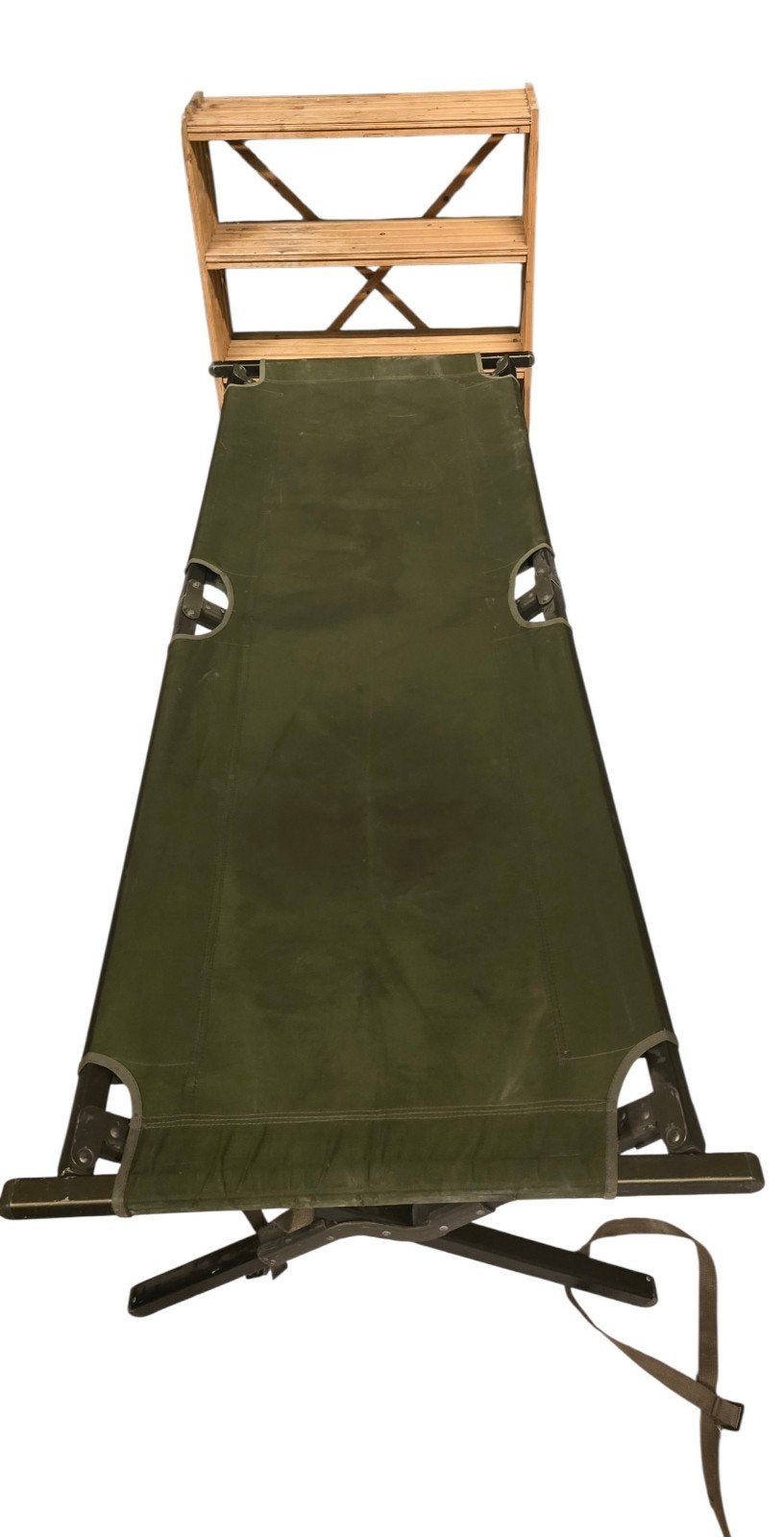 Veldbed militair bed vintage olijfgroene legerbrancard army, Ophalen, Gebruikt, Nvt, Metaal