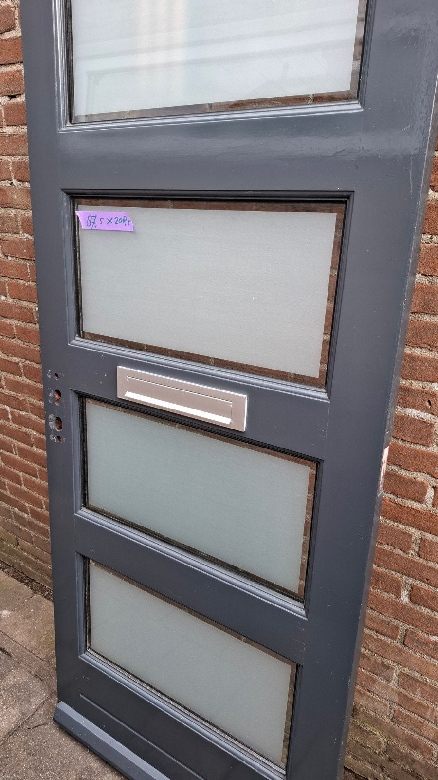 Hardhouten voordeur met dubbelglas, Doe-het-zelf en Verbouw, Deuren en Horren, Gebruikt, 80 tot 100 cm, Ophalen of Verzenden, Buitendeur