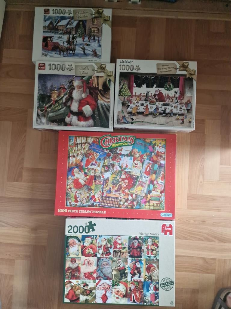 5 kerstpuzzels 1000 en 2000 stukjes, Ophalen of Verzenden, 500 t/m 1500 stukjes