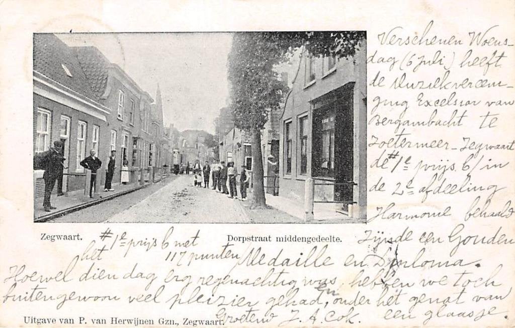 Zegwaart Dorpstraat Middengedeelte 1900 Zoetermeer, Verzenden, Voor 1920, Gelopen, Zuid-Holland