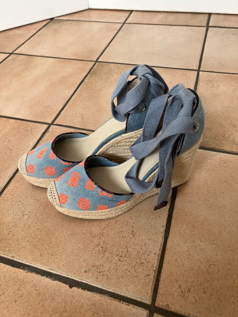 Guess Espadrilles met sleehak - Zo goed als nieuw - maat 40, Guess, Blauw, Ophalen of Verzenden, Zo goed als nieuw