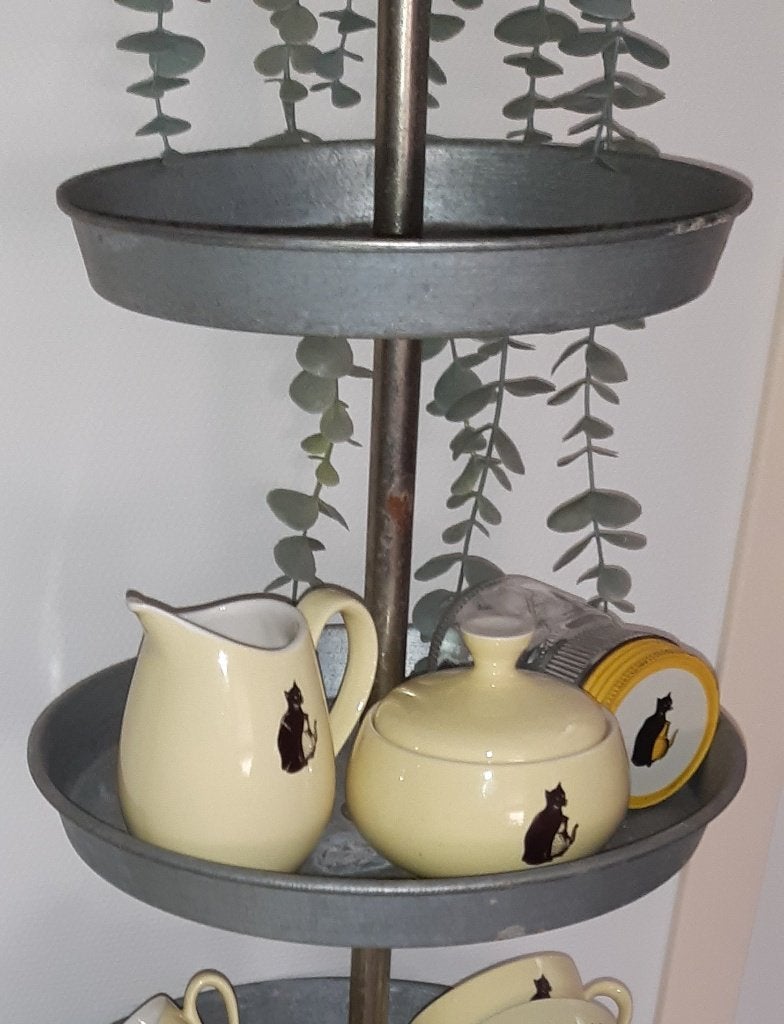 Petrus Regout Pastel Zwarte kat servies roomstel, Antiek en Kunst, Ophalen of Verzenden