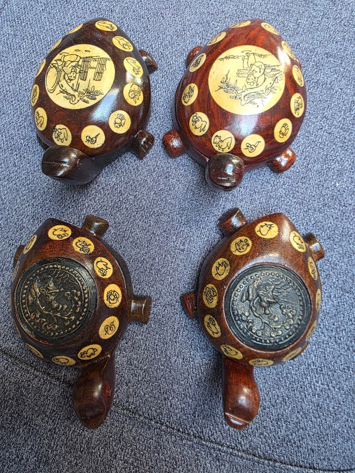 Set van 4 Chinese Schildpad Kompassen met Zodiac Tekens, Ophalen of Verzenden