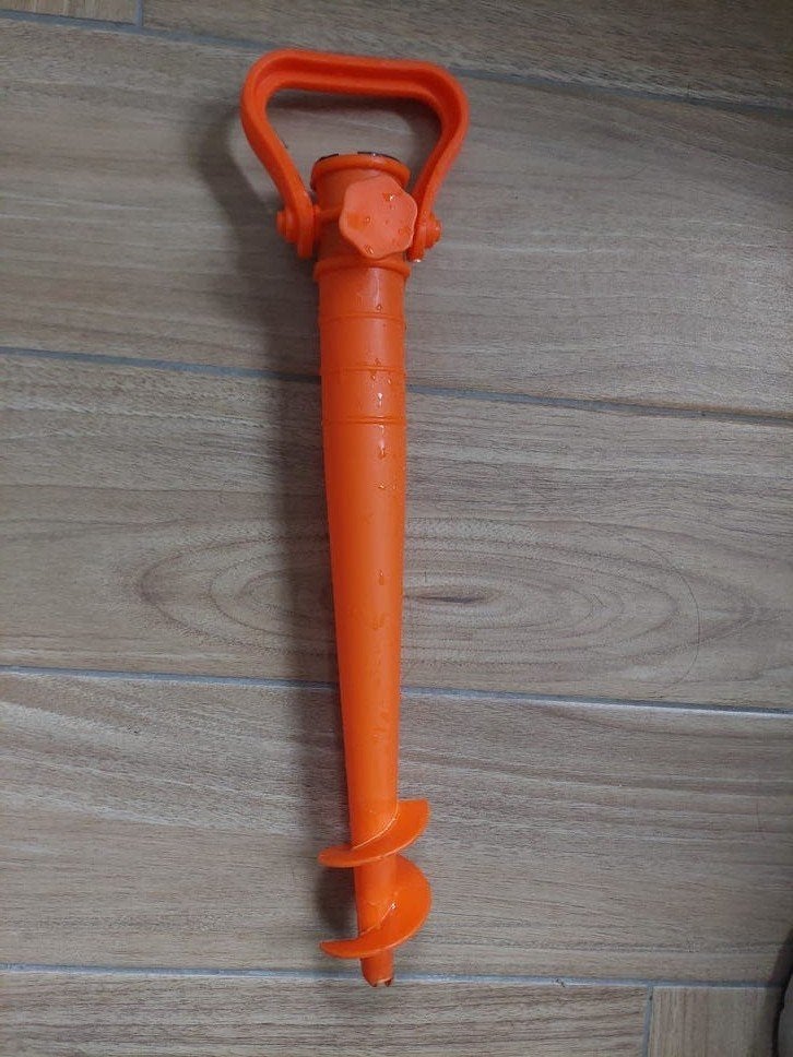 Parasolvoet voor strand - Oranje schroefanker, Ophalen of Verzenden, Gebruikt, Parasolvoet