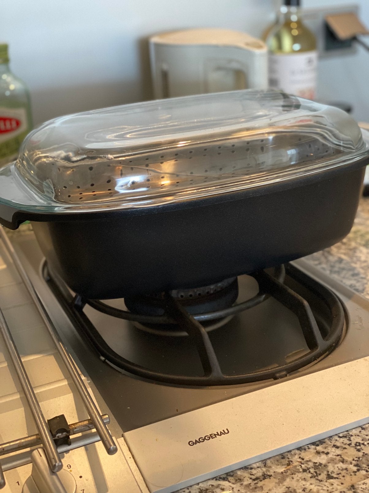 Multifunctionele (asperge)pan met lekmand en glazen deksel, Ophalen, Zo goed als nieuw