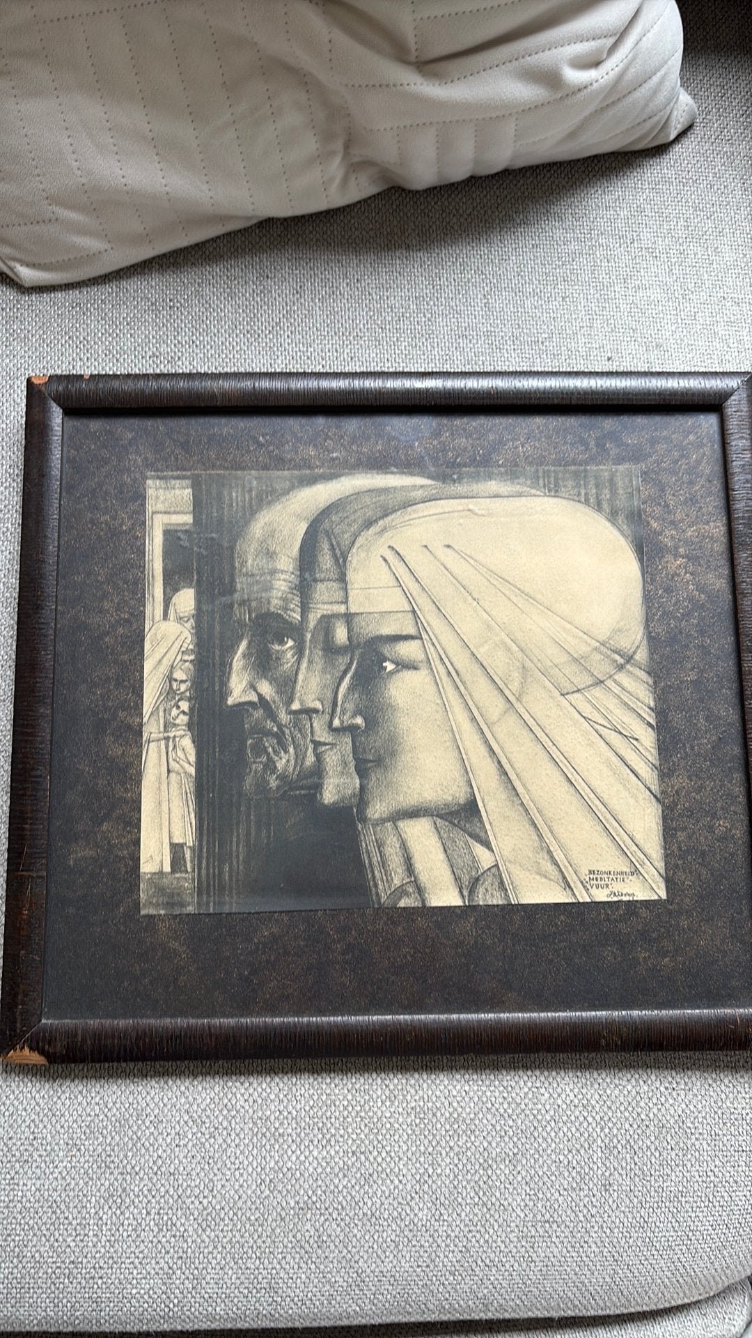 Authentieke Jan Toorop, bezonkenheid, meditatie, Vuur, Antiek en Kunst, Ophalen of Verzenden, Lithografie