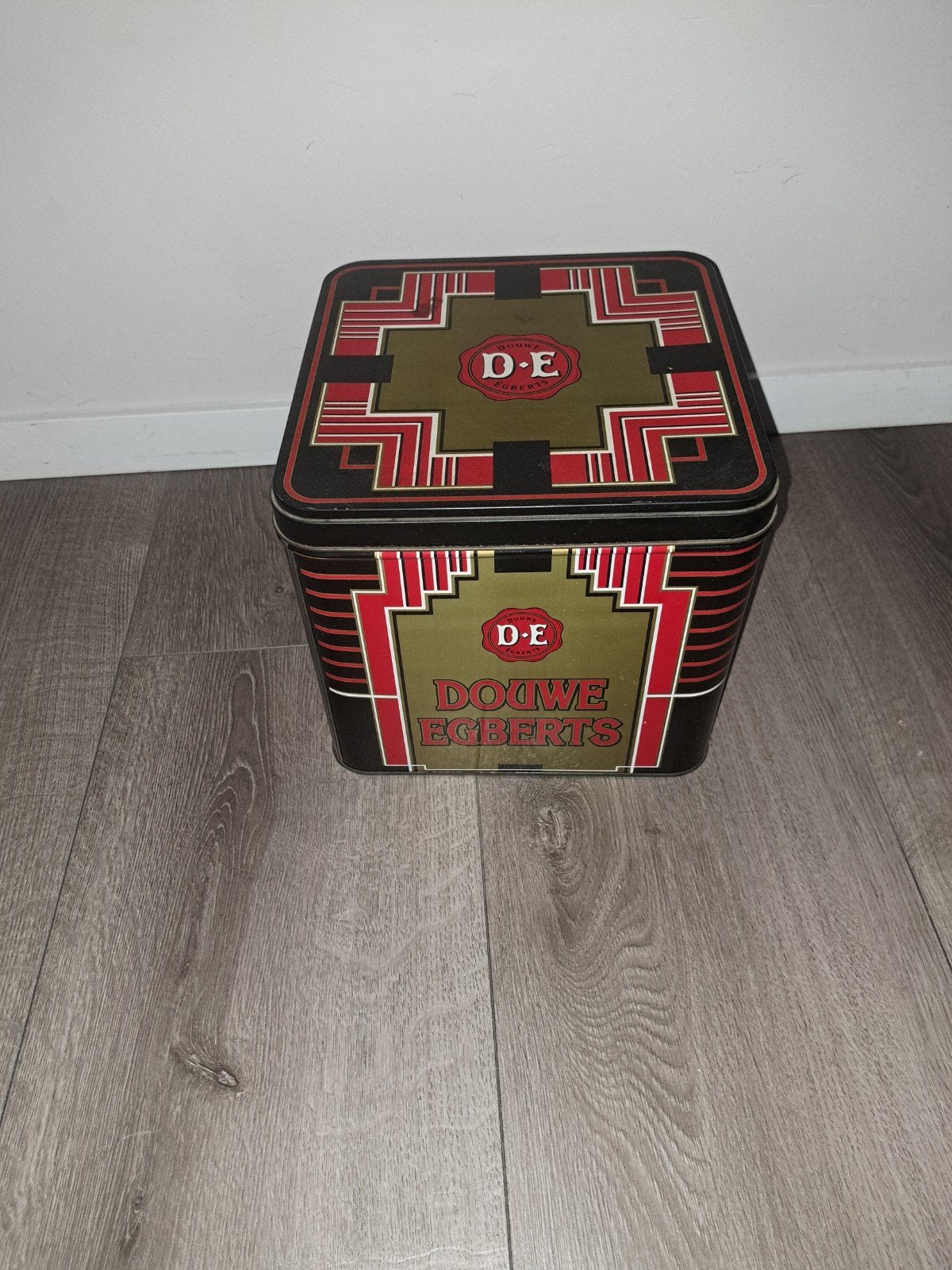 Vintage Douwe Egberts blik - 24x24x24 cm, Ophalen