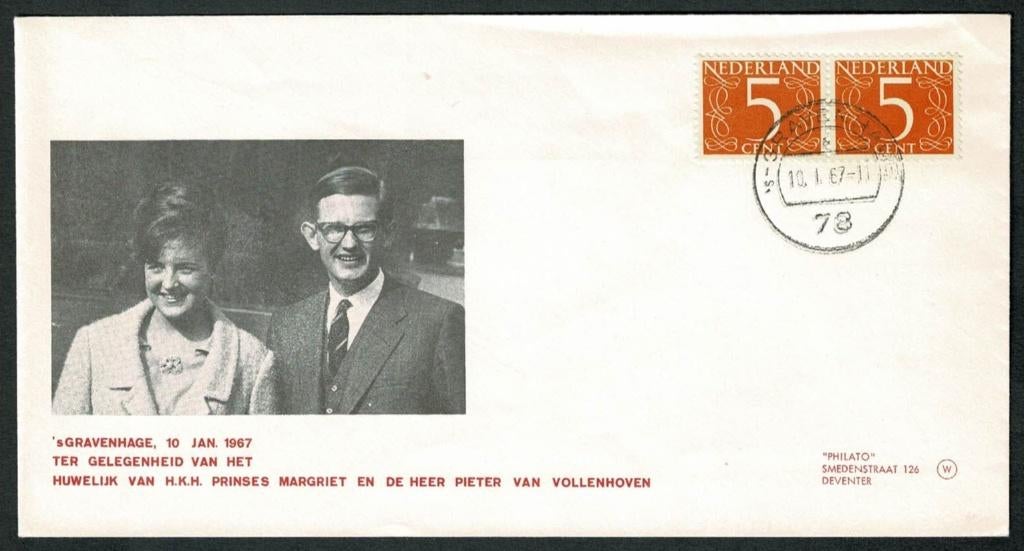 Royalty : Huwelijk Prinses Margriet - 10 jan. 1967, Ophalen of Verzenden, Nederland, Kaart, Foto of Prent