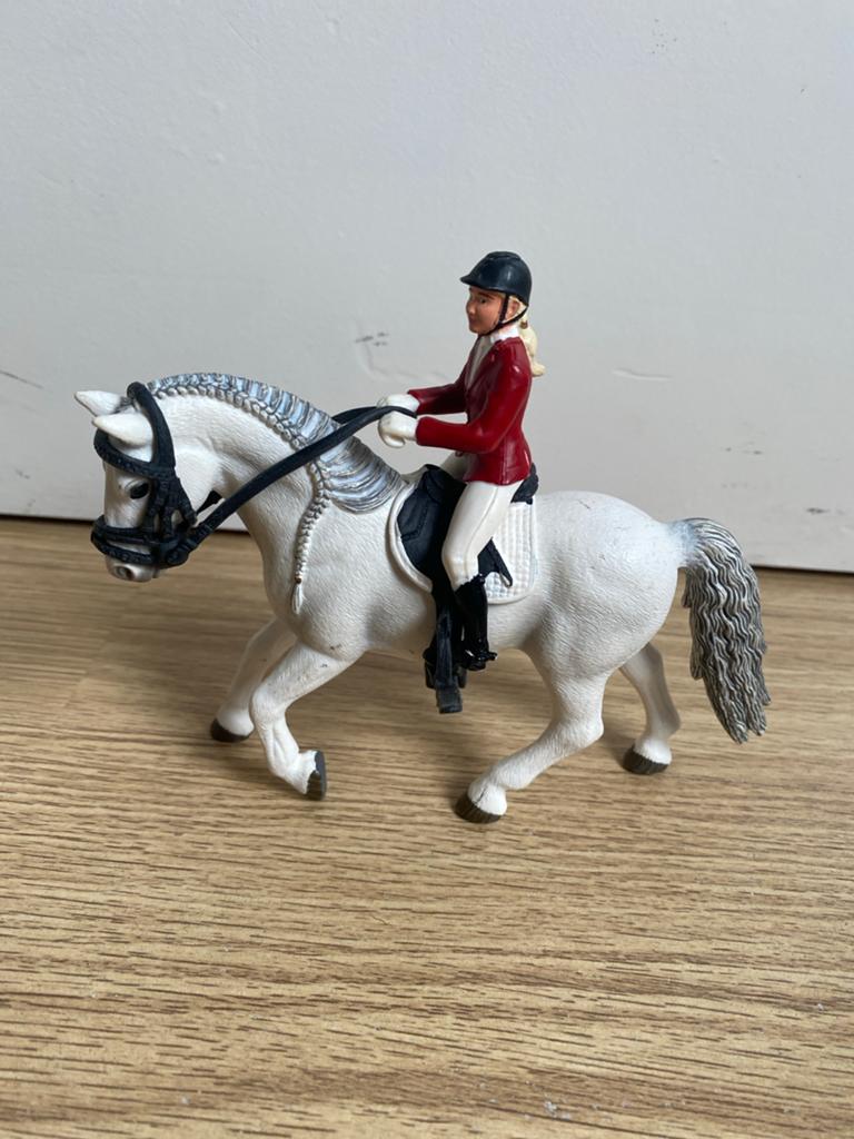Schleich Ruiter met Paard - Wit Paard en Ruiter, Ophalen of Verzenden, Gebruikt