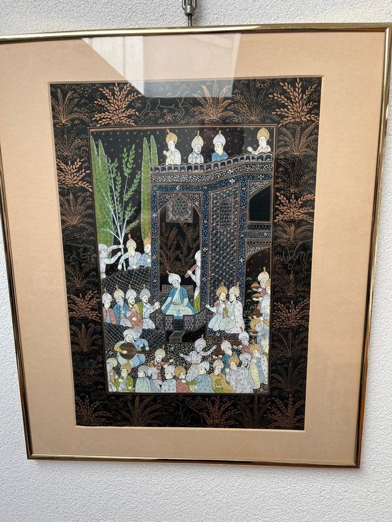 Indiase Indian Mughal scene painting schilderij oud papier, 50 tot 75 cm, Ophalen of Verzenden, Schipluidenlaan 20 5035KJ Tilburg
