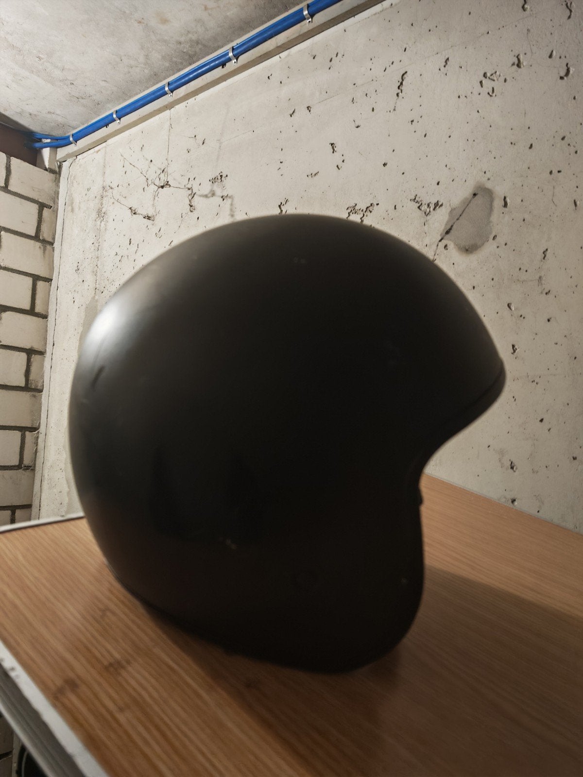 Zwarte scooterhelm met vizier, Fietsen en Brommers, Ophalen, Gebruikt, Large, Onbekend