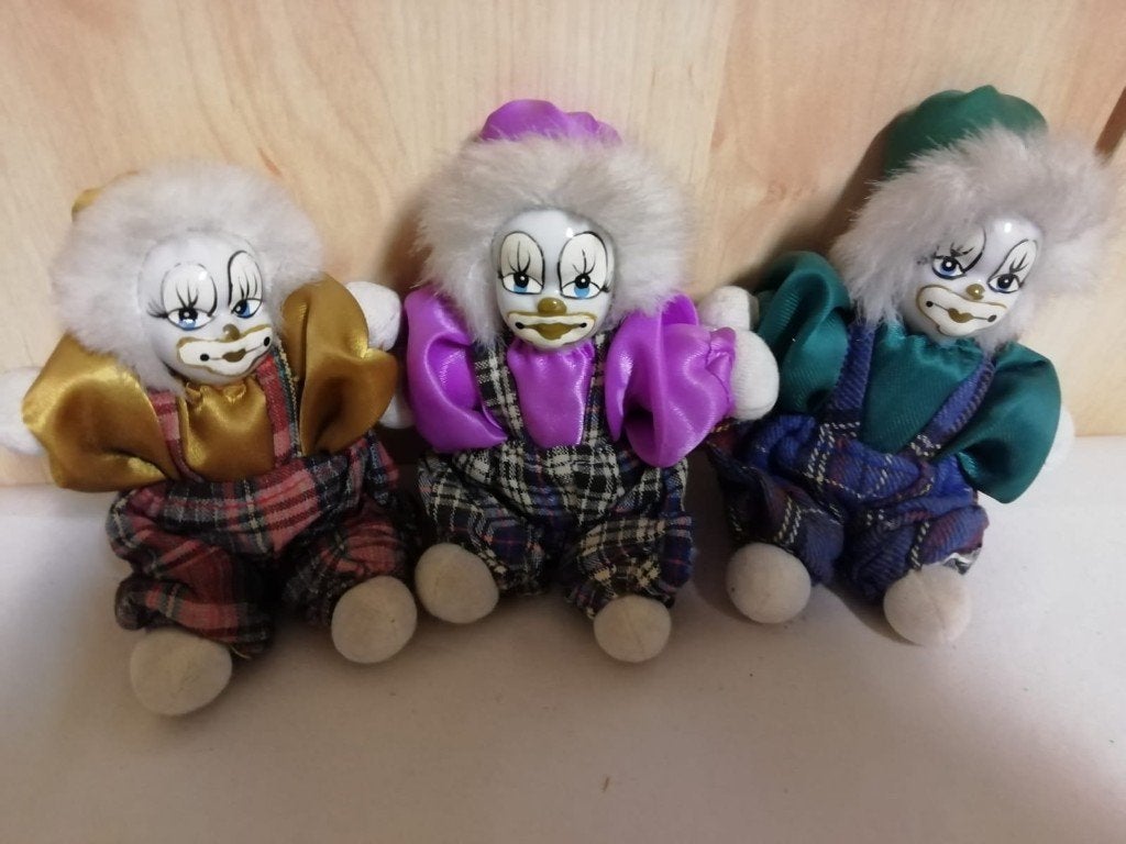 3 clowntjes - ca 13 cm, Ophalen, Zo goed als nieuw, Overige typen
