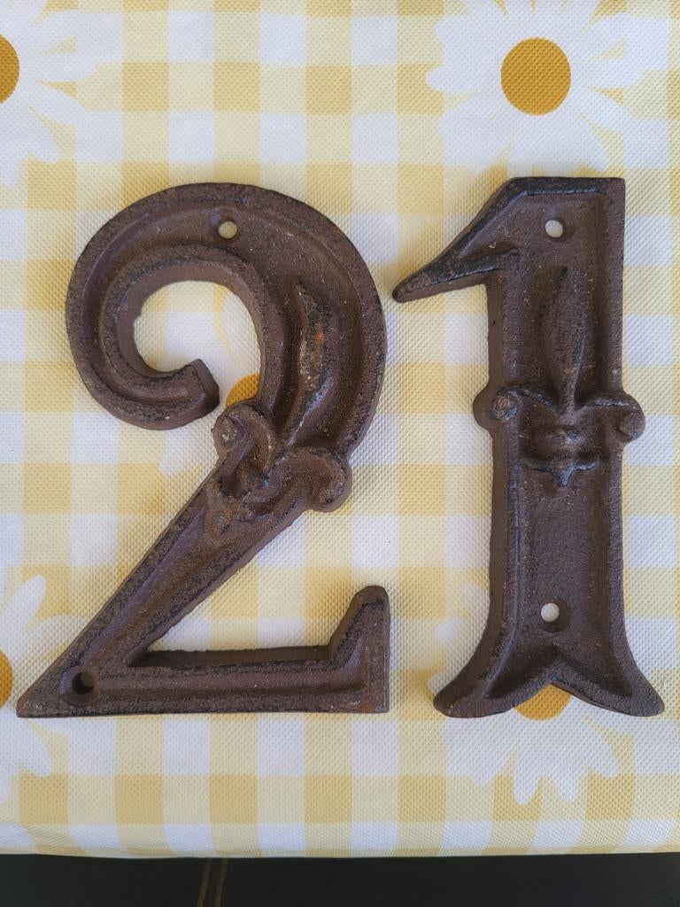 Gietijzeren huisnummer 21, Ophalen of Verzenden