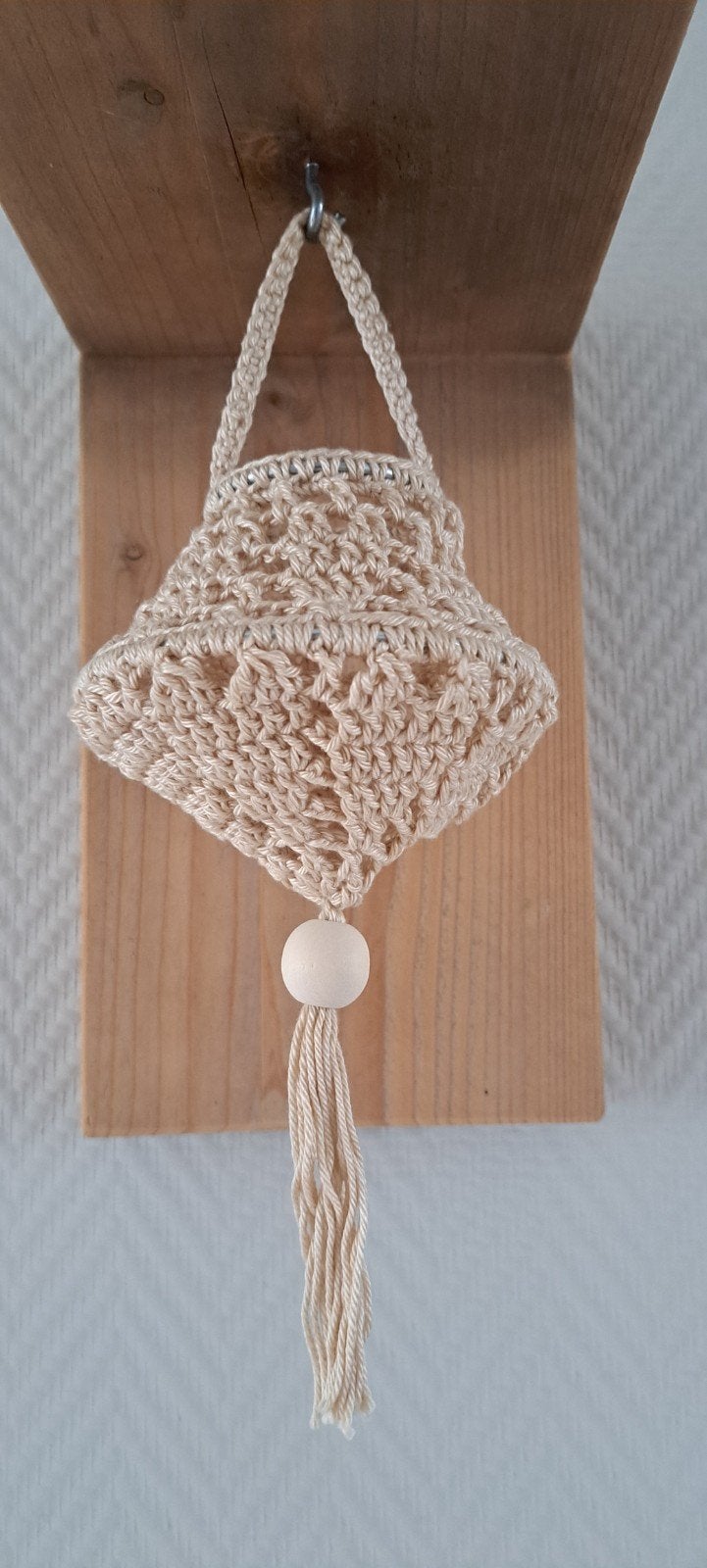 Gehaakt lampionnetje met kwastje - Beige, Beige, Boho, Nieuw, Ophalen of Verzenden