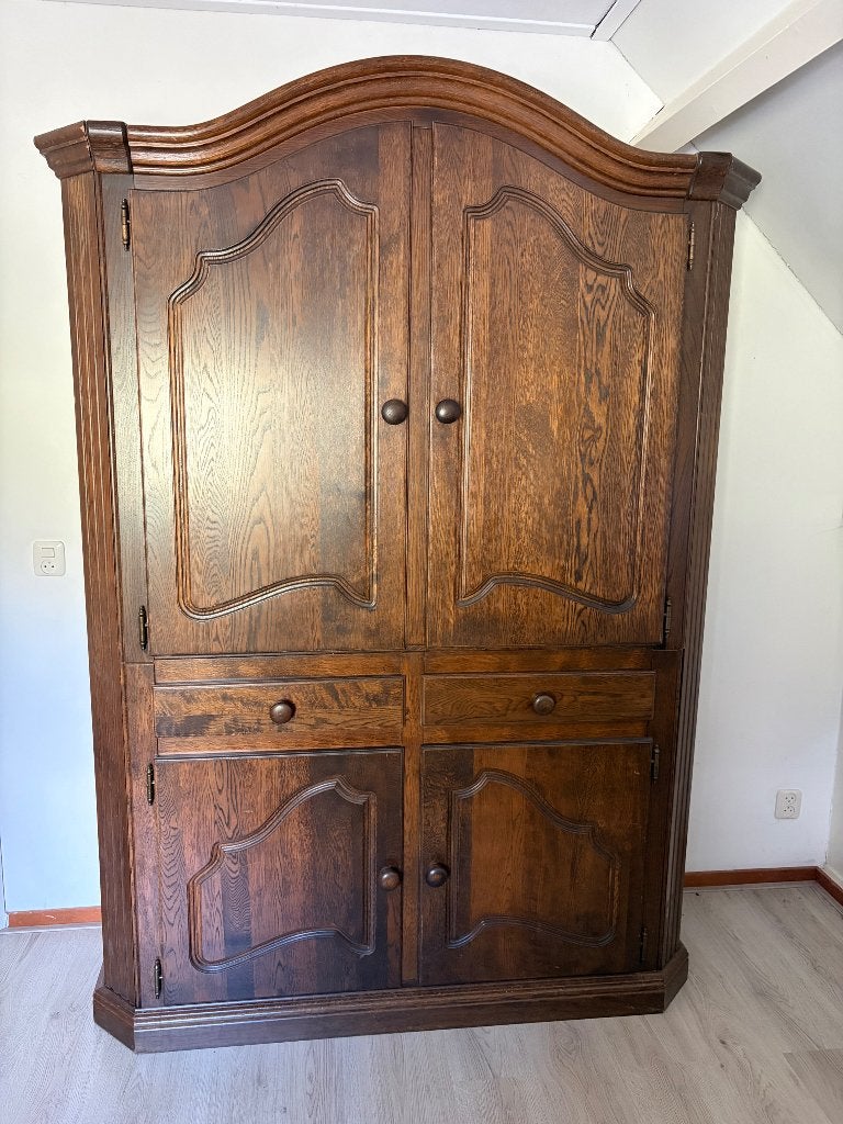Grote stevige eiken kast met planken, Huis en Inrichting, Ophalen, 200 cm of meer, 150 tot 200 cm, Eikenhout