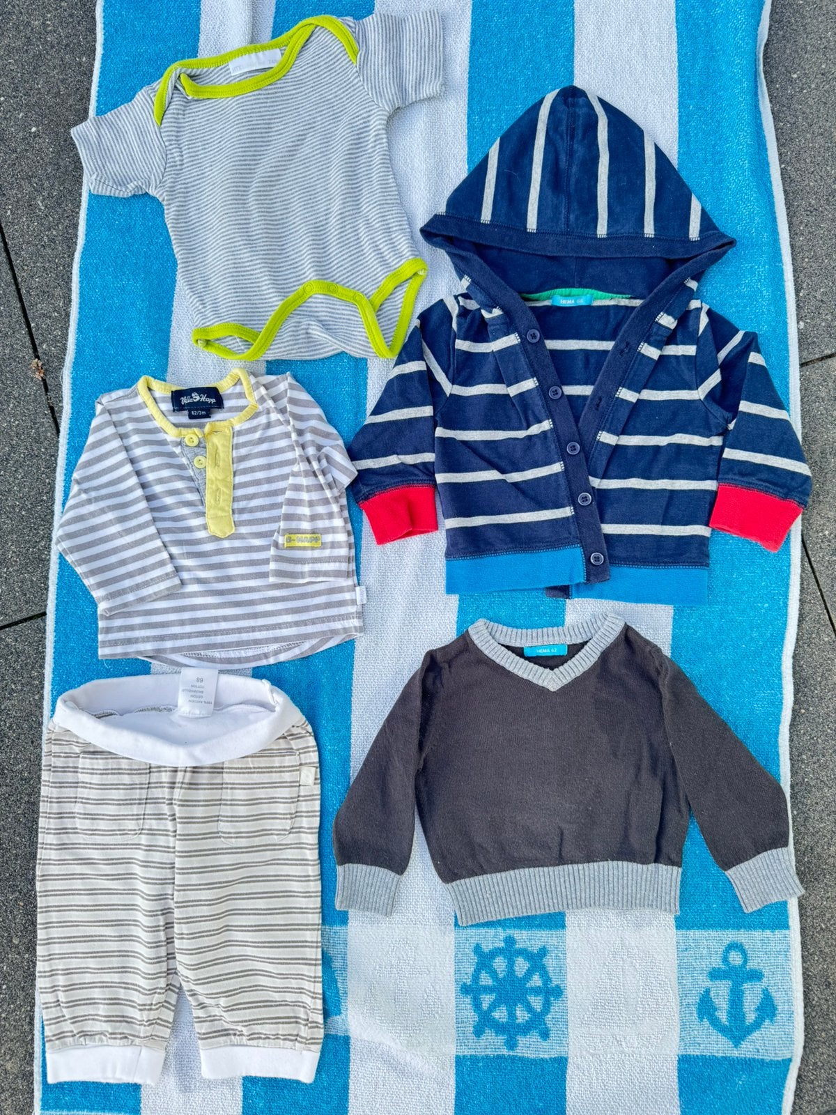 7 stuks baby kleertjes jongen, Ophalen of Verzenden, Gebruikt