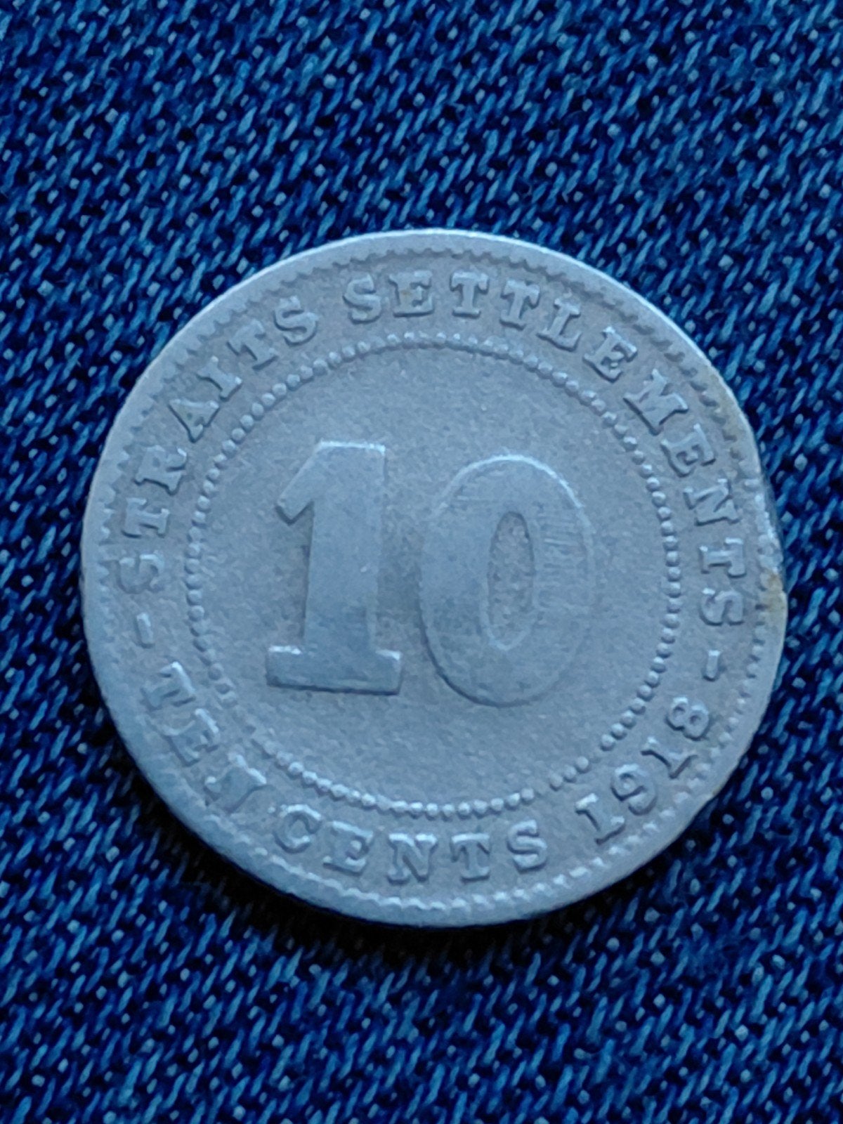 Straits Settlements 10 Cent 1918 George V  - Zilver, Verzenden, Zuidoost-Azië, Losse munt, Zilver