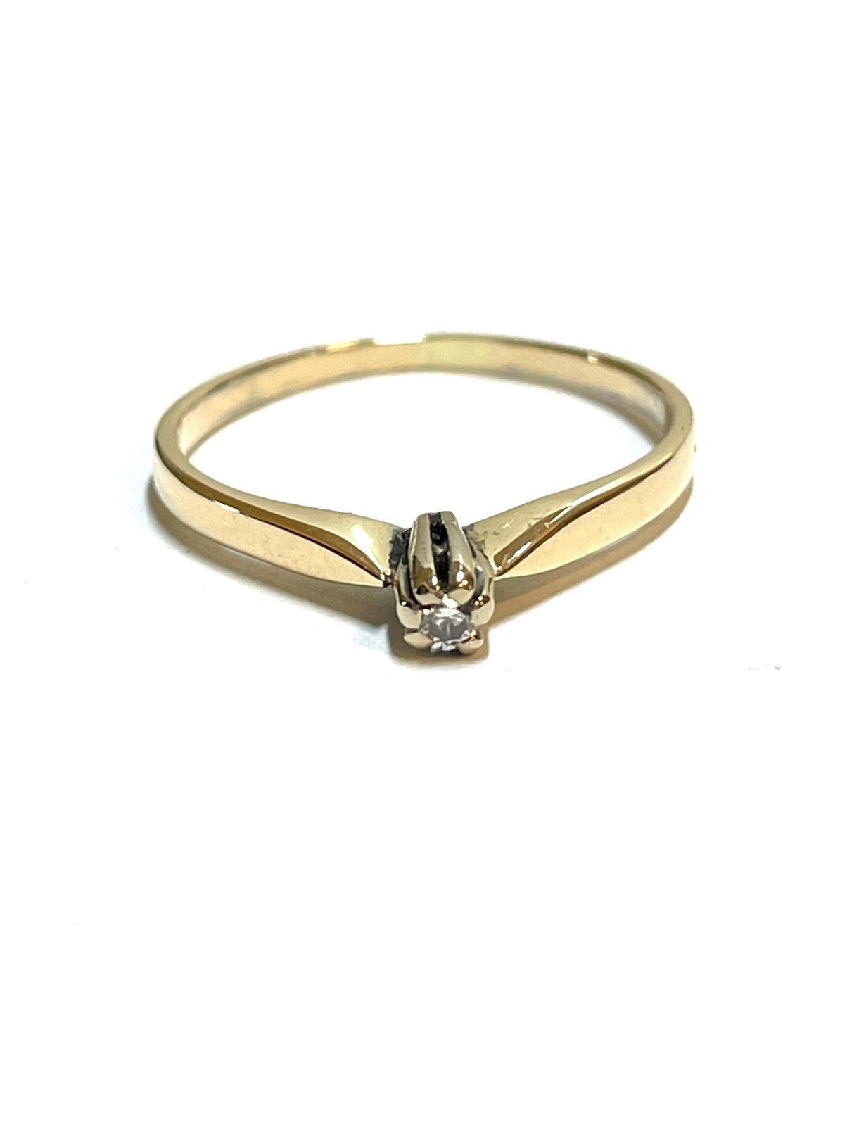 14k gouden ring met een diamant, -, -, Ophalen of Verzenden, Dame
