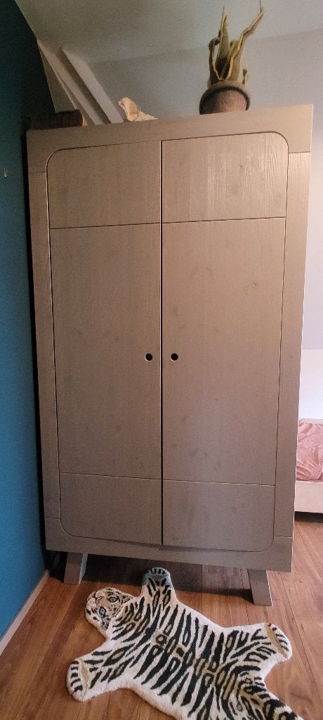 Woood Sammie Kledingkast - Houten Kast met Legplanken/Roede, Huis en Inrichting, Ophalen, Met deur(en), 100 tot 150 cm, Modern landelijk