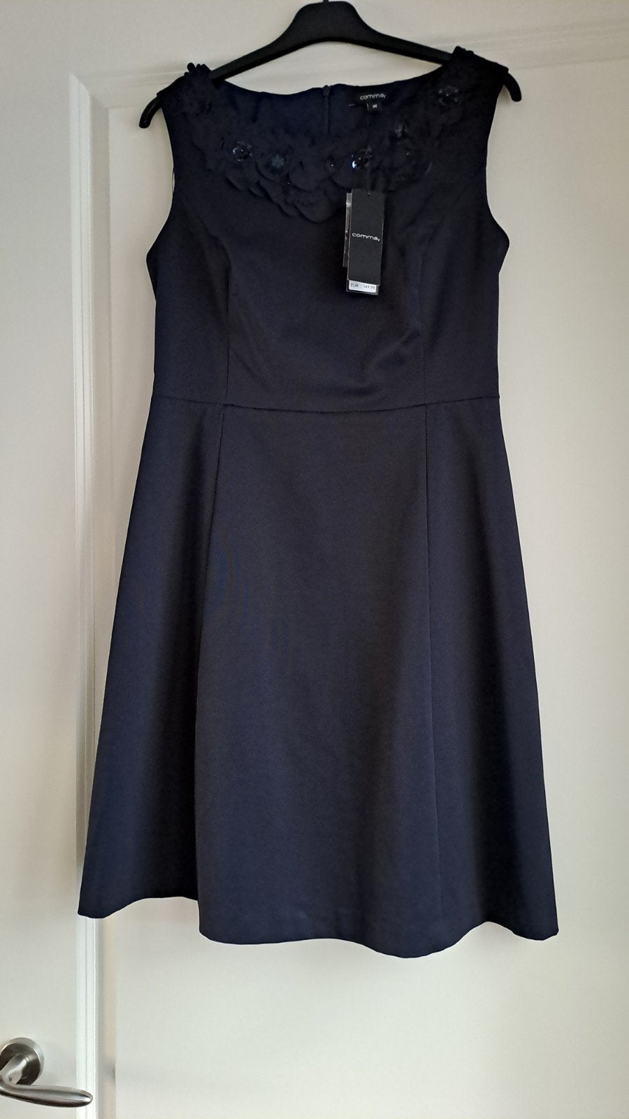 Nieuwe Comma A-lijn jurk - Maat M, Maat 38/40 (M), Blauw, Nieuw, Knielengte