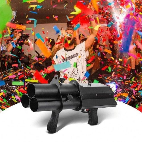 DJLicht 3 kops confetti shooter met accu en leds, Geluidgestuurd, ., Overige typen, Nieuw