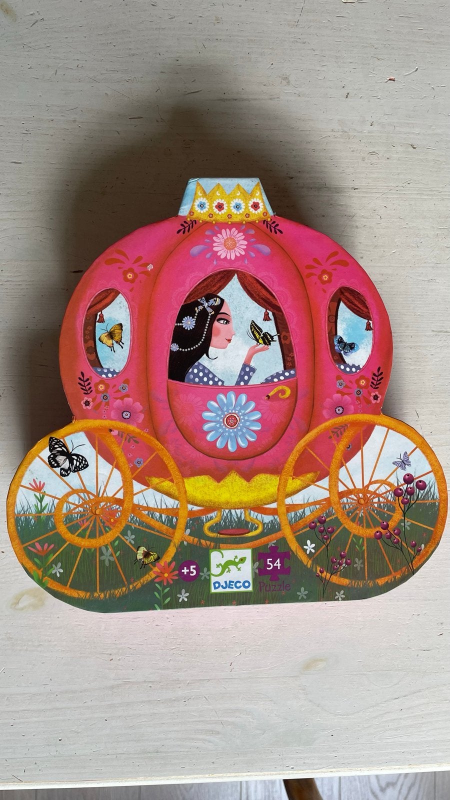 Djeco Puzzel Koets van Elise  (54 stukjes) nieuw, Ophalen of Verzenden, Meer dan 50 stukjes, Nieuw, 4 tot 6 jaar