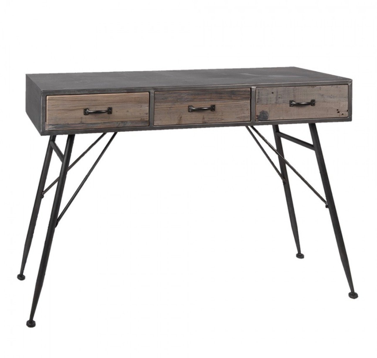 Industriële side table / make-up tafel met 3 laden, Huis en Inrichting, Ophalen, Gebruikt, 100 tot 150 cm, Metaal