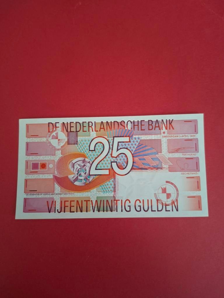 25 gulden Roodborstje uit 1989 in UNC, Ophalen of Verzenden, 25 gulden, Los biljet