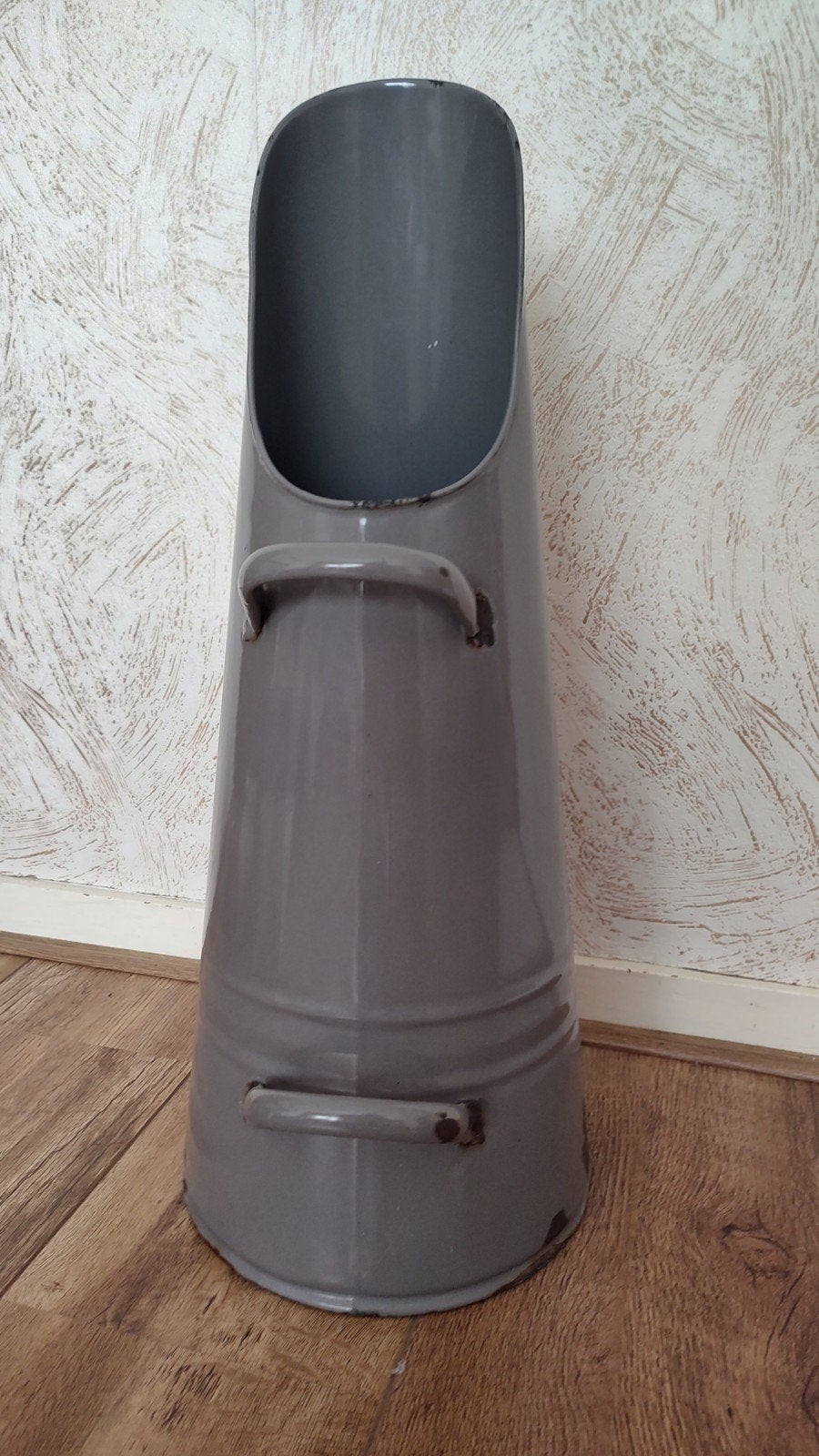 Vintage kolenkit / haardaccessoire - Grijs geëmailleerd, Ophalen