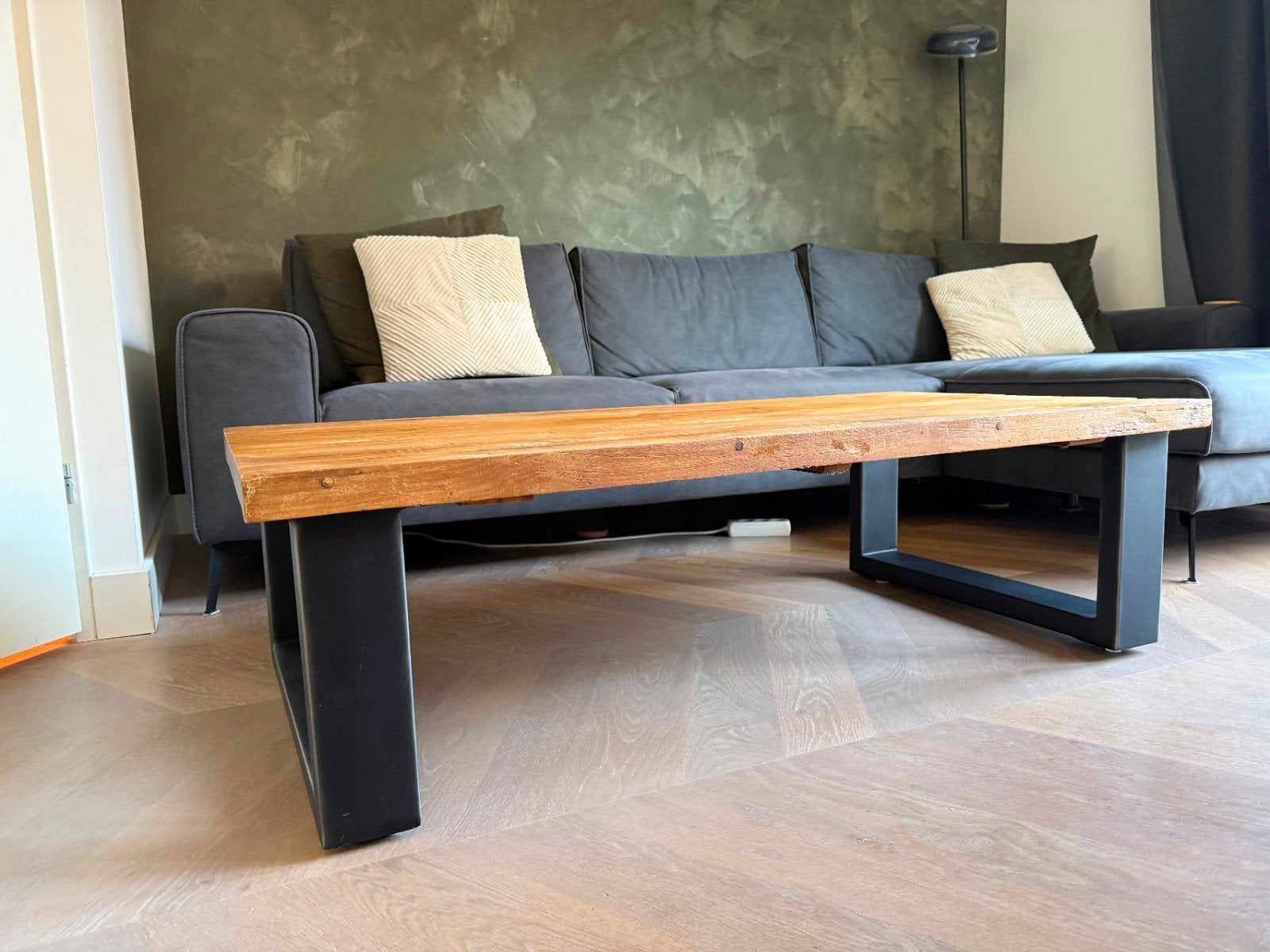 Teak houten salontafel, Ophalen, Teakhout, 50 tot 100 cm, Zo goed als nieuw