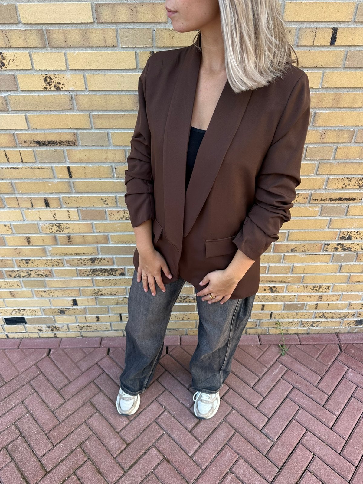 Bruine blazer dames nieuw, Ophalen of Verzenden, Nieuw, Maat 38/40 (M), Bruin