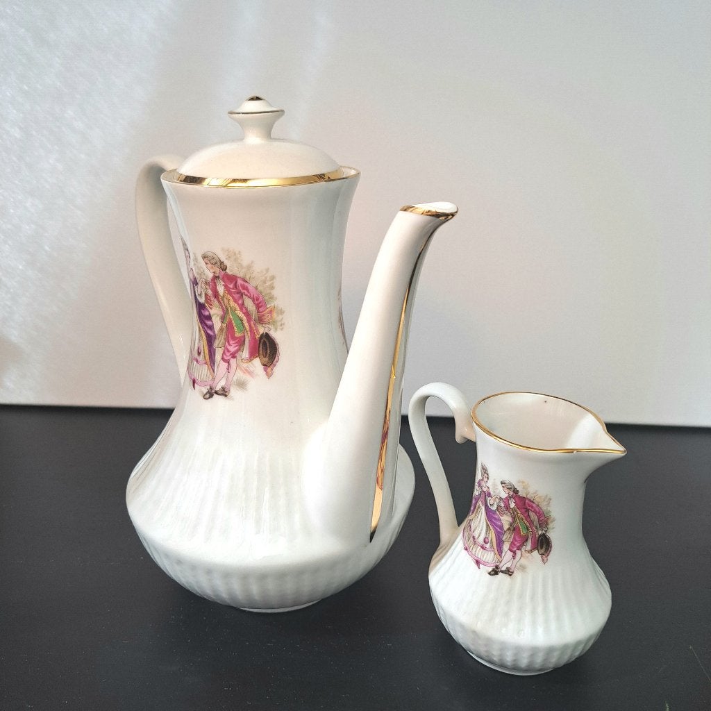 Franse theeservies van theepot en melkan, Vintage, Ophalen of Verzenden, Zo goed als nieuw, Theepot