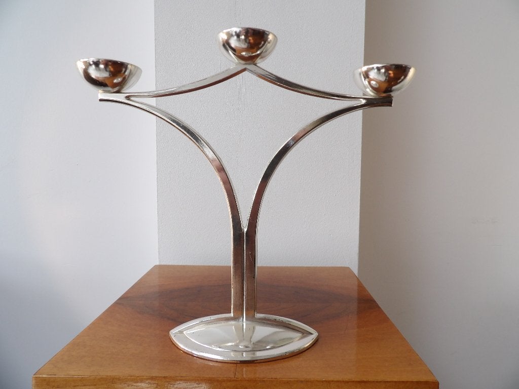 Grote Art Nouveau Style Kandelaar BMF verzilverd, 80er jaren, Ophalen of Verzenden, Zilver