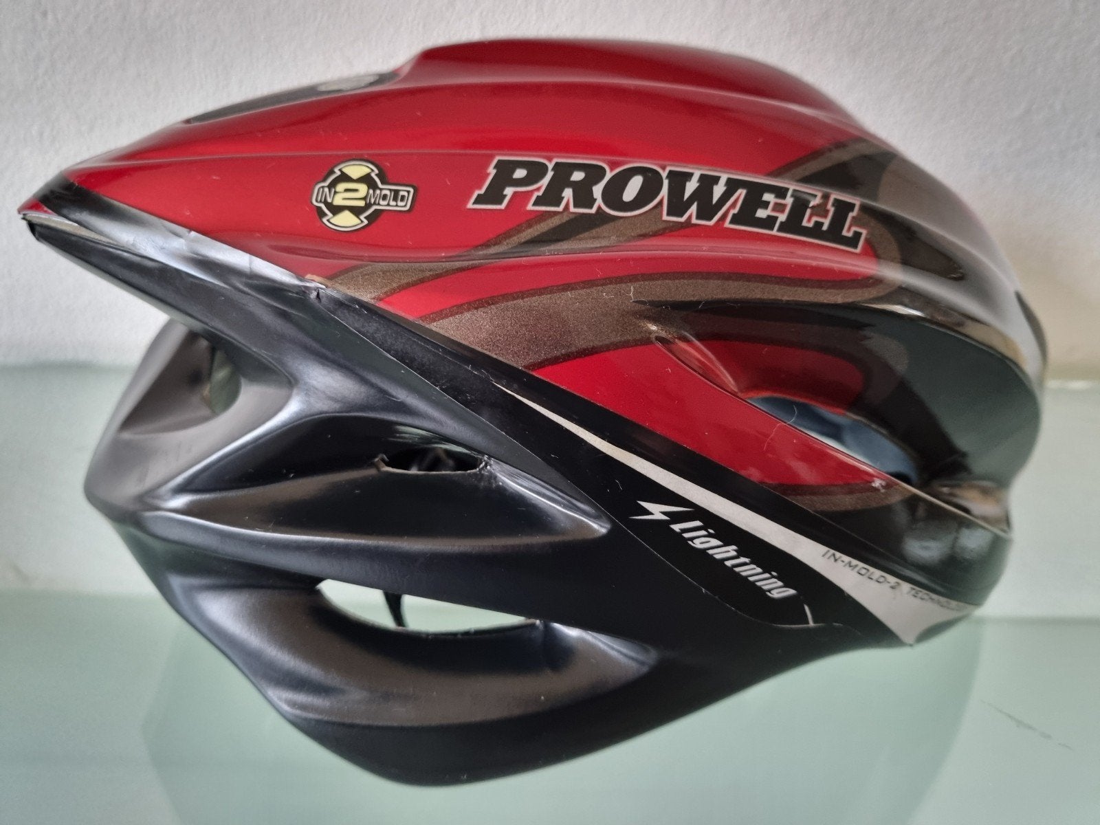 PROWELL FIETSHELM, Rood/Zwart, Maat M/L, Igst., Prowell, M, Ophalen of Verzenden, Zo goed als nieuw