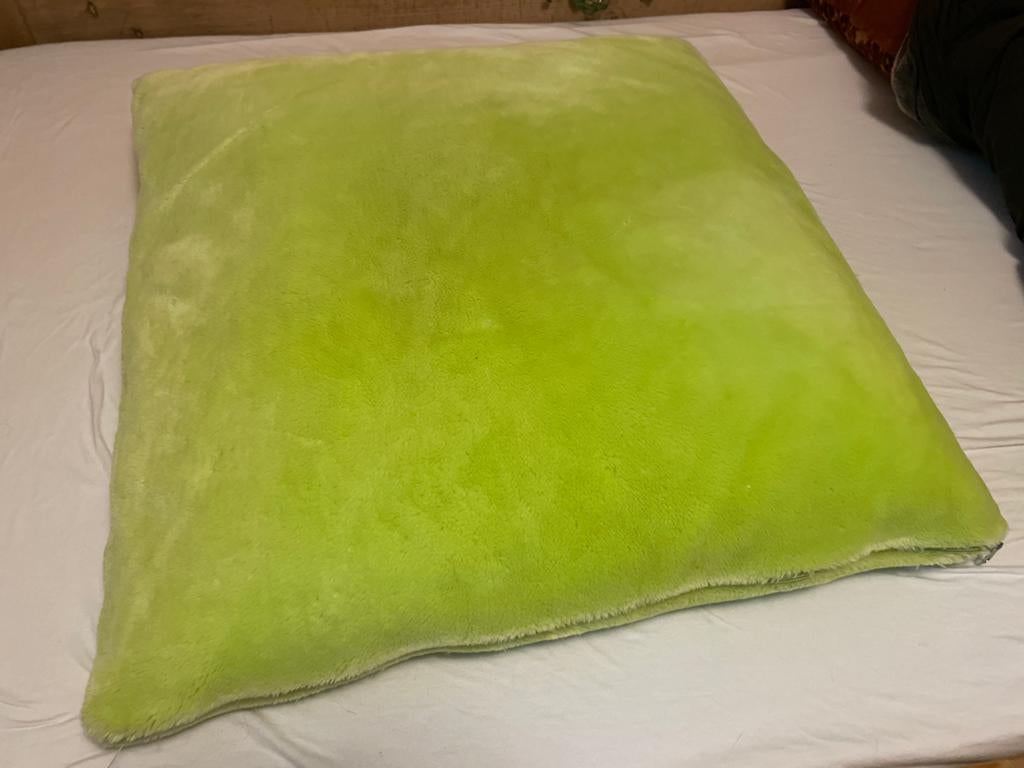 Zacht groen kussen met afneembare hoes (rits), Ophalen, Gebruikt, Pluche