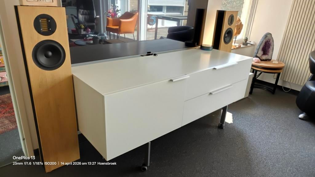 Hifi meubel 150cm breed met 2 CD lades en apparatuurvak, Ophalen, Gebruikt, 100 tot 150 cm, Minder dan 100 cm