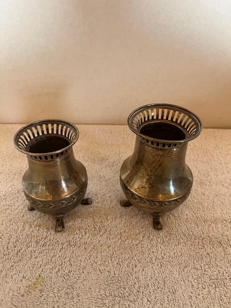 Antieke zilverkleurige theepot en melkkannetjes set, Antiek en Kunst, Ophalen of Verzenden