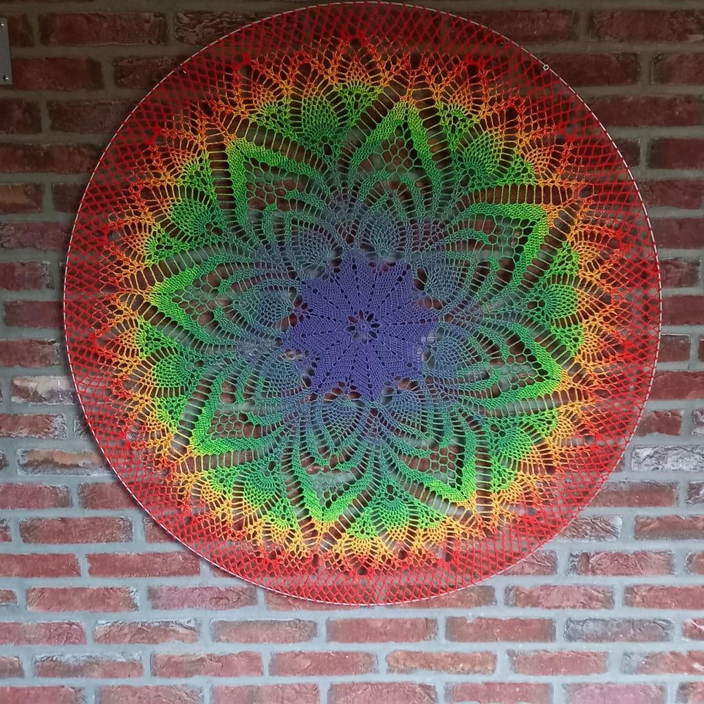 Handgemaakte Regenboog Mandala Wanddecoratie, Ophalen, Nieuw, Haken