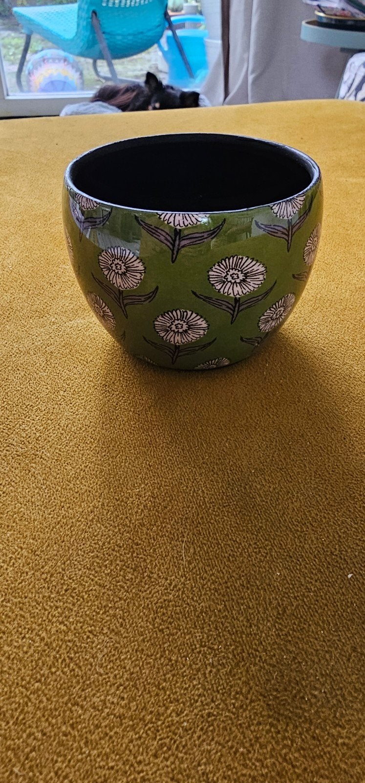 Klein bloempotje Intratuin, groen met bloemen, Overige materialen, Rond, Ophalen of Verzenden, Binnen