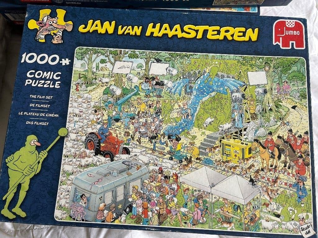 Jan van Haasteren de filmset 1000 stukjes, Hobby en Vrije tijd, Ophalen of Verzenden, 500 t/m 1500 stukjes, Zo goed als nieuw